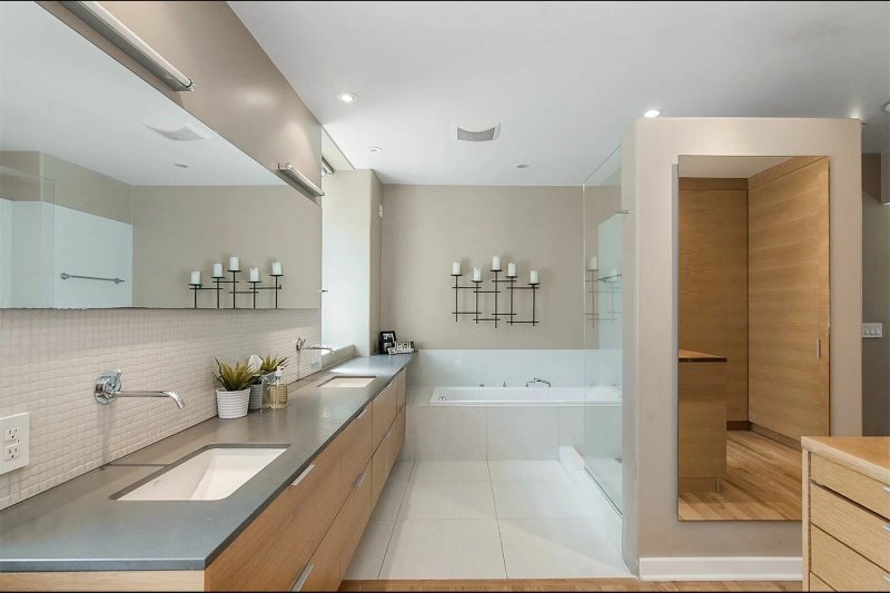 Modern interior of the bathroom minimalism