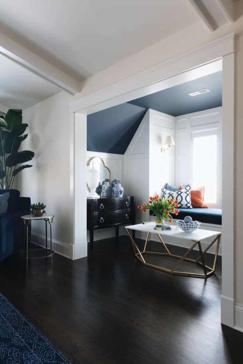 Blue interior of the living room