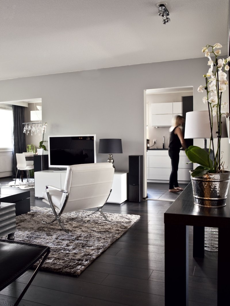 Black furniture in the living room