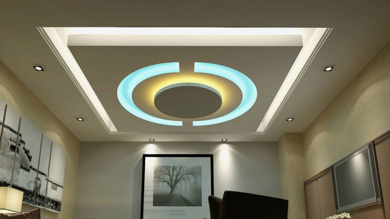 Hypsum cardboard ceilings with backlighting