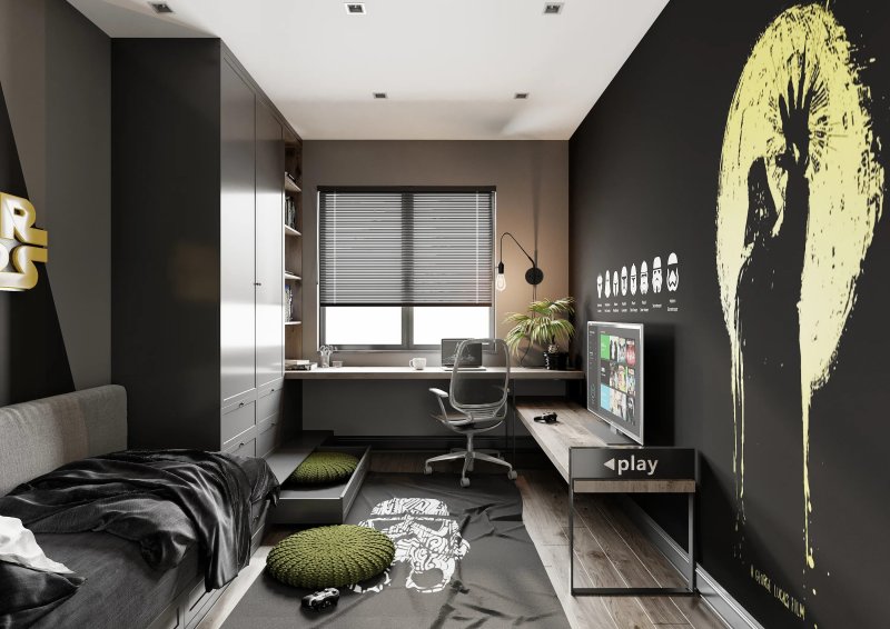 The design of a teenager's room in a modern style for a boy