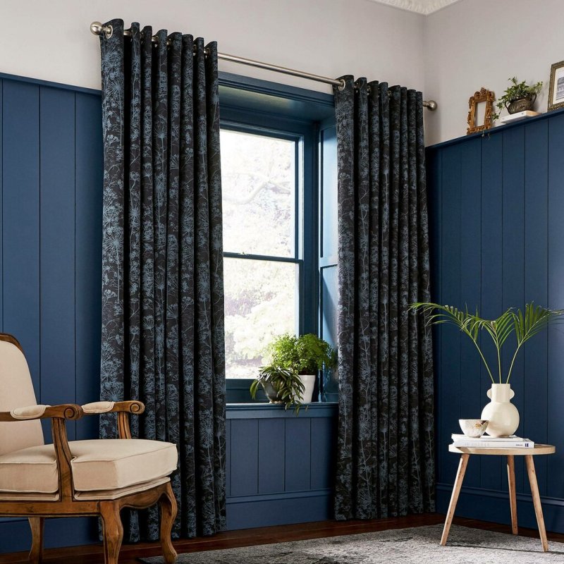 Dark blue curtains