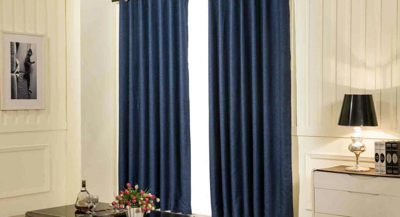 Ikea curtains blue black