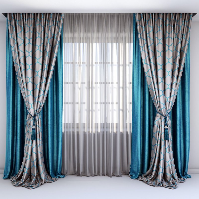 Gray blue curtains