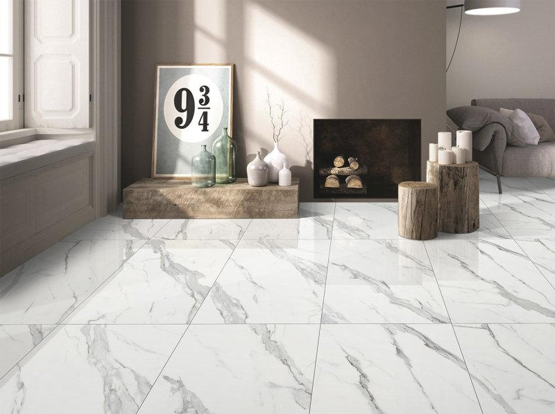 Calacatta Superb porcelain grade white 60x60 polished