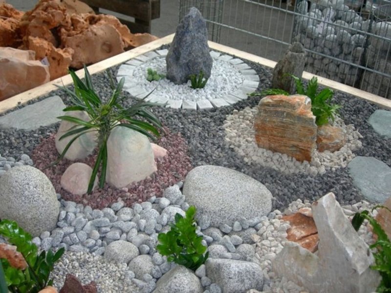 A flower bed of stones