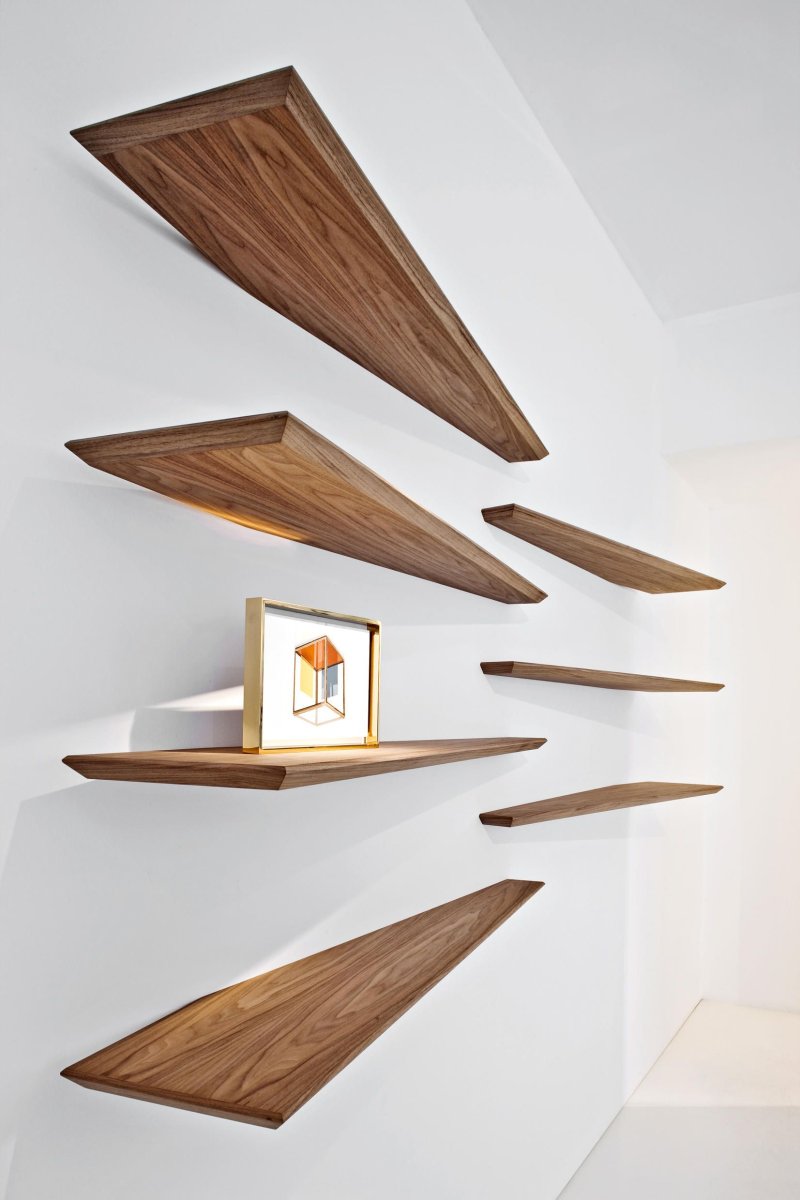 Minimalistic wood shelves