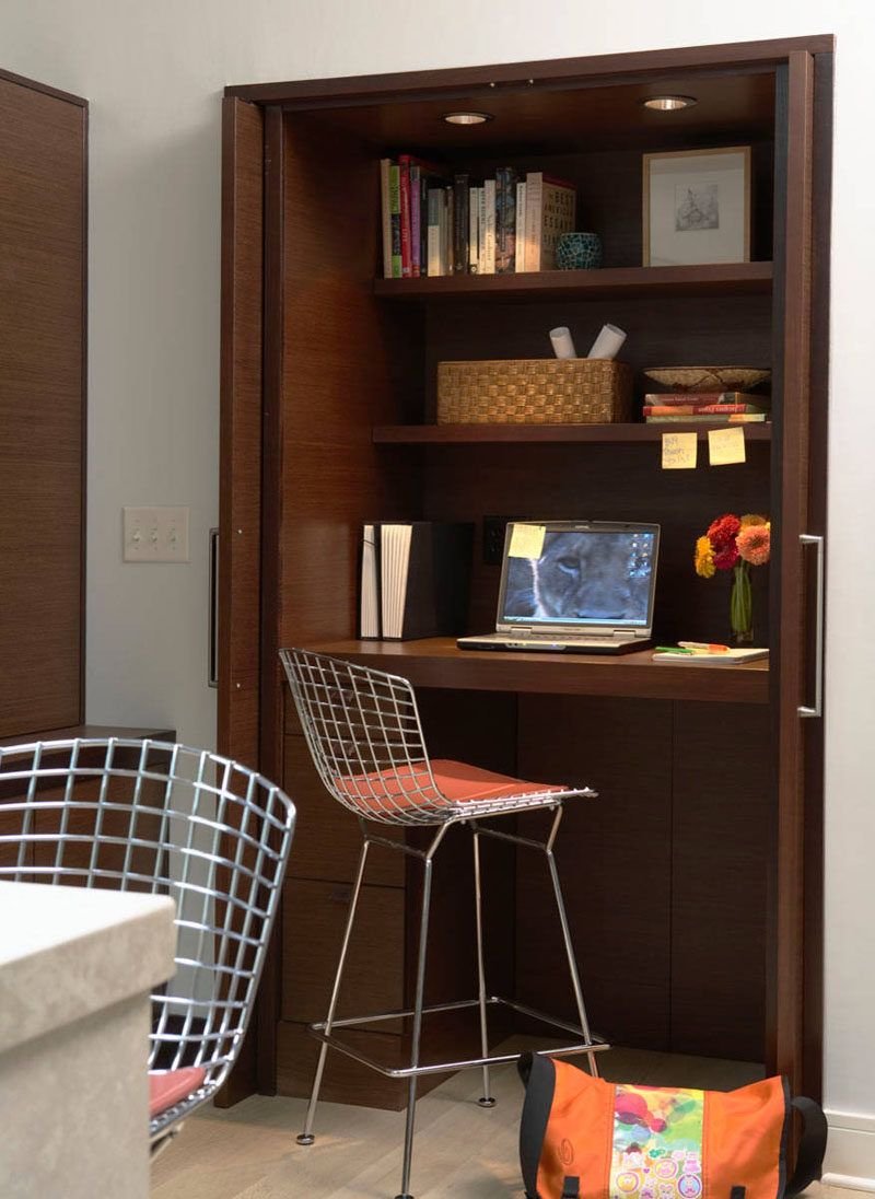 Desk built into the cabinet