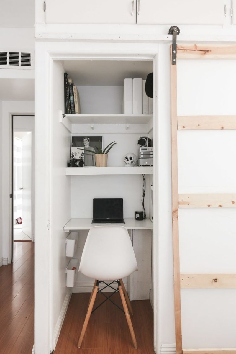 Computer table built into the cabinet