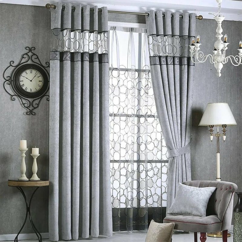 Gray curtains in the interior