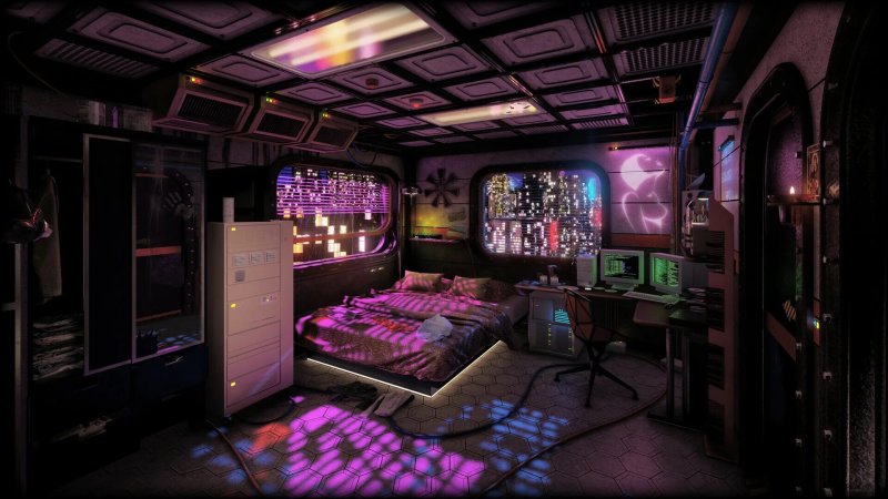 Cyberpunk style room