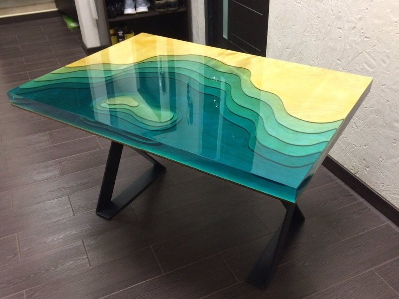 Table river from epoxy resin