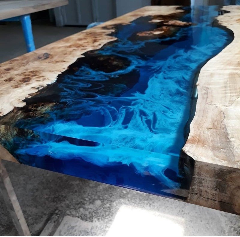 Table river from epoxy resin