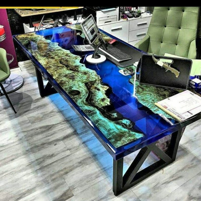 Table river from epoxy resin