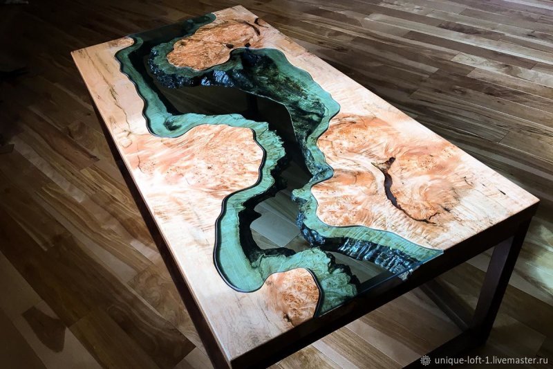 Table river from epoxy resin