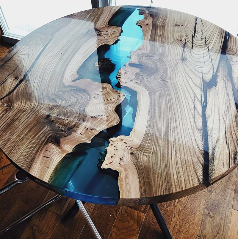 Slab and epoxy resin furniture