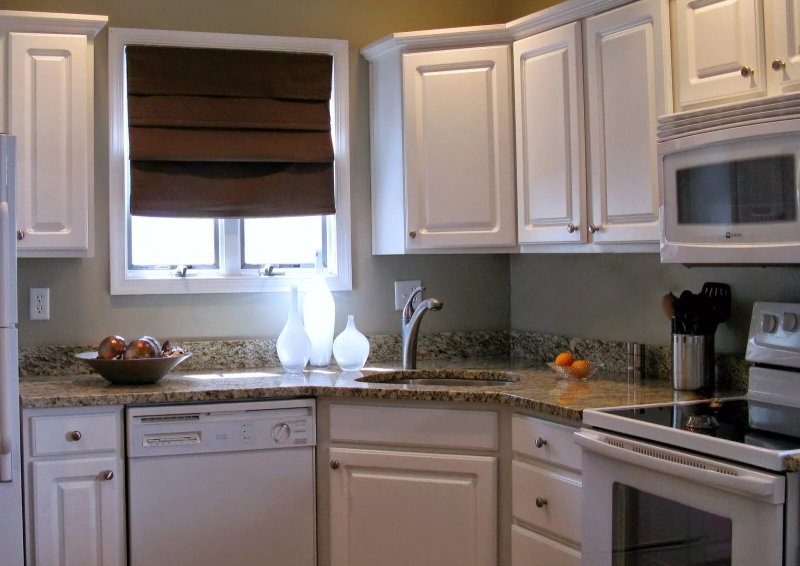 Kitchen with a sink under the window