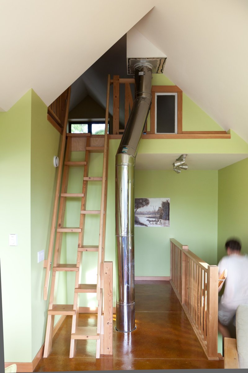 Staircase to the attic in a private house