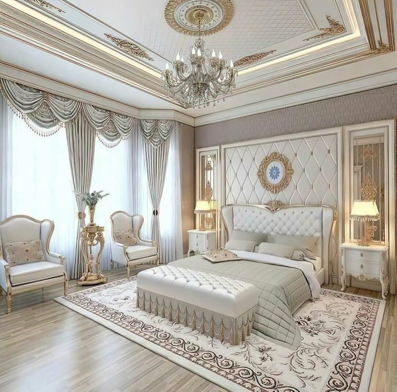 The interior of the bedroom in the classic style