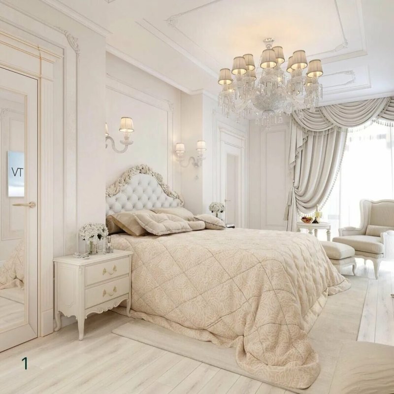 Classical style bedroom in light colors