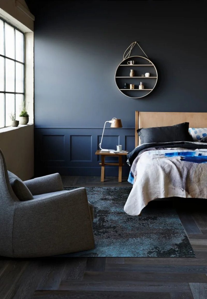 Dark blue bedroom