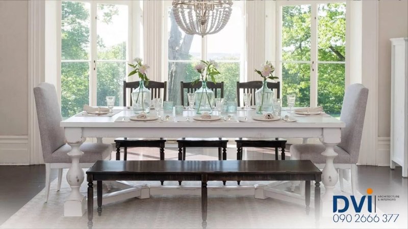 Dining table in the interior