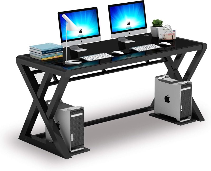 The computer table is modern