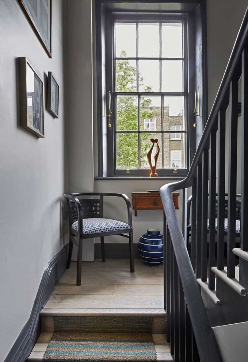 Gray staircase in the interior