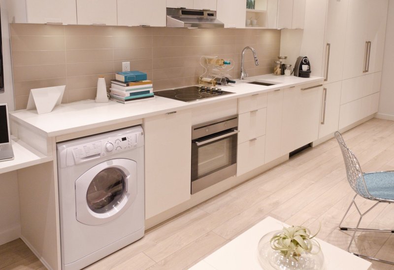 Kitchen with a washing machine