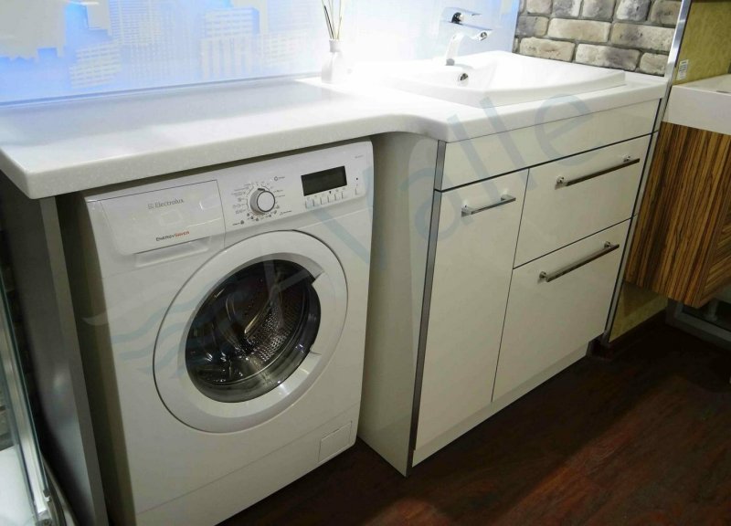 Countertop with a shell under the washing machine