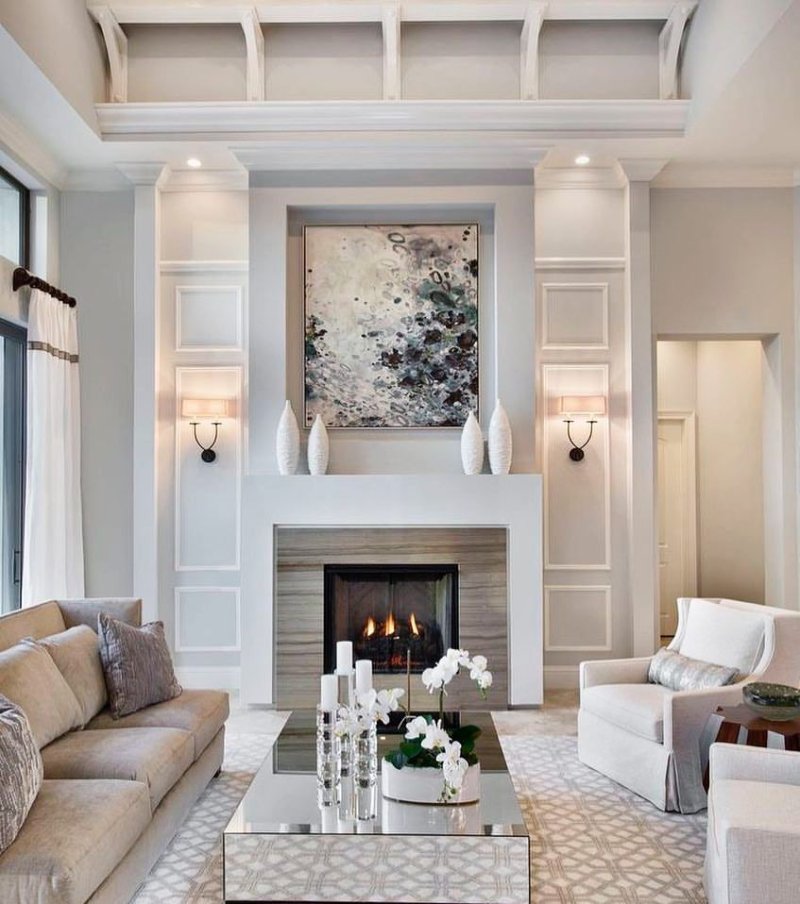 The fireplace is neoclassic