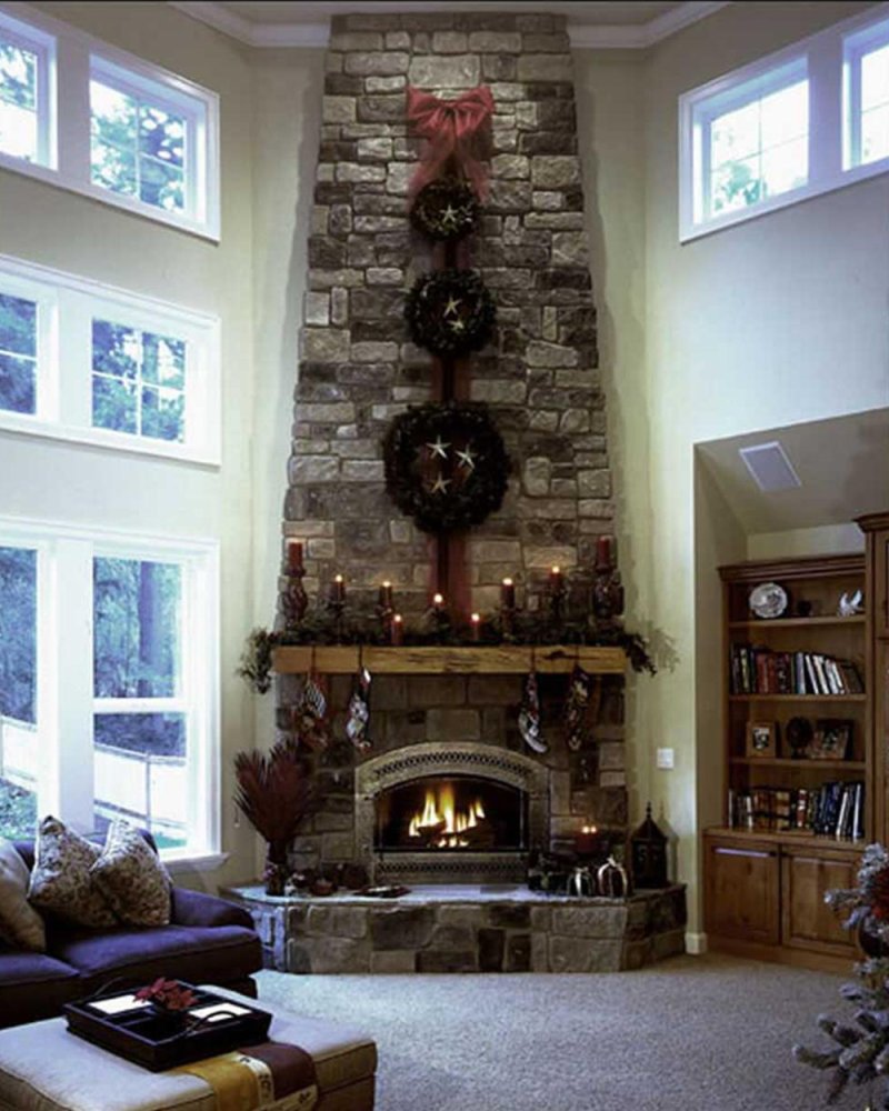 Fireplaces trimmed with decorative stone