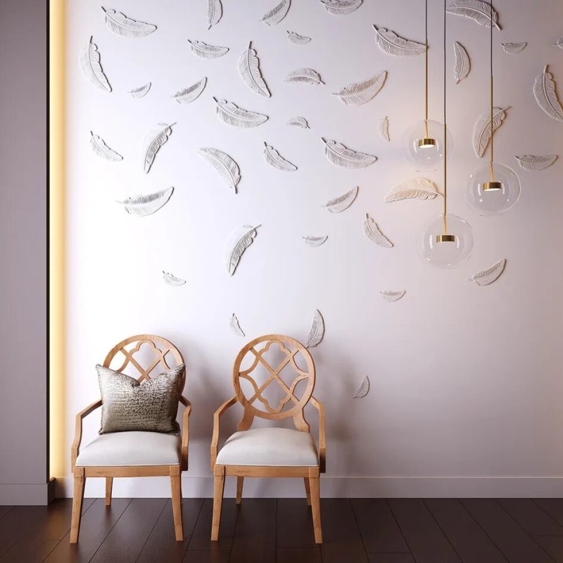 Feather on the wall decor