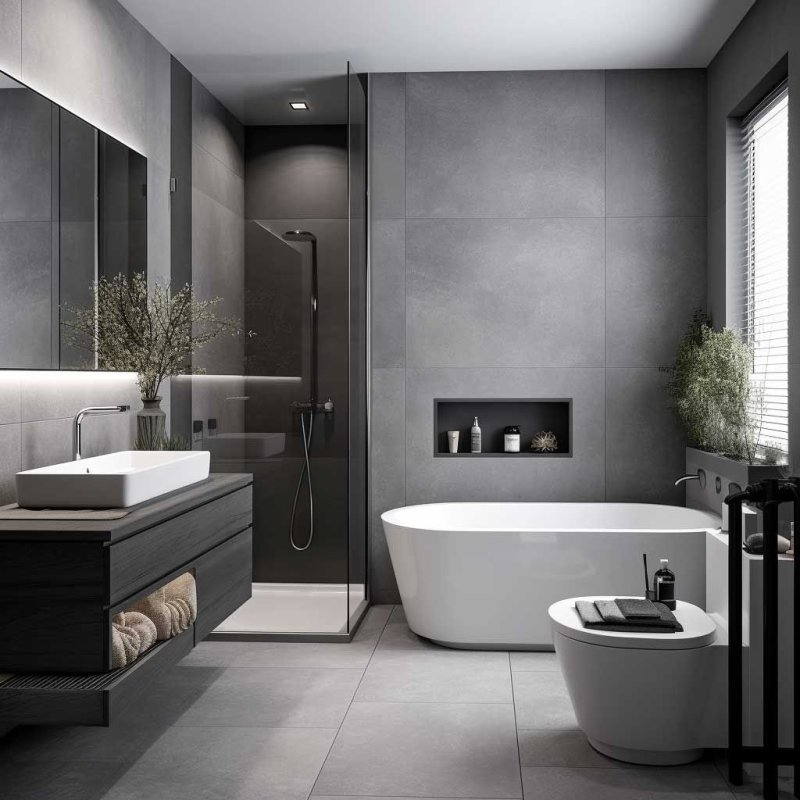 Bathroom in gray tones