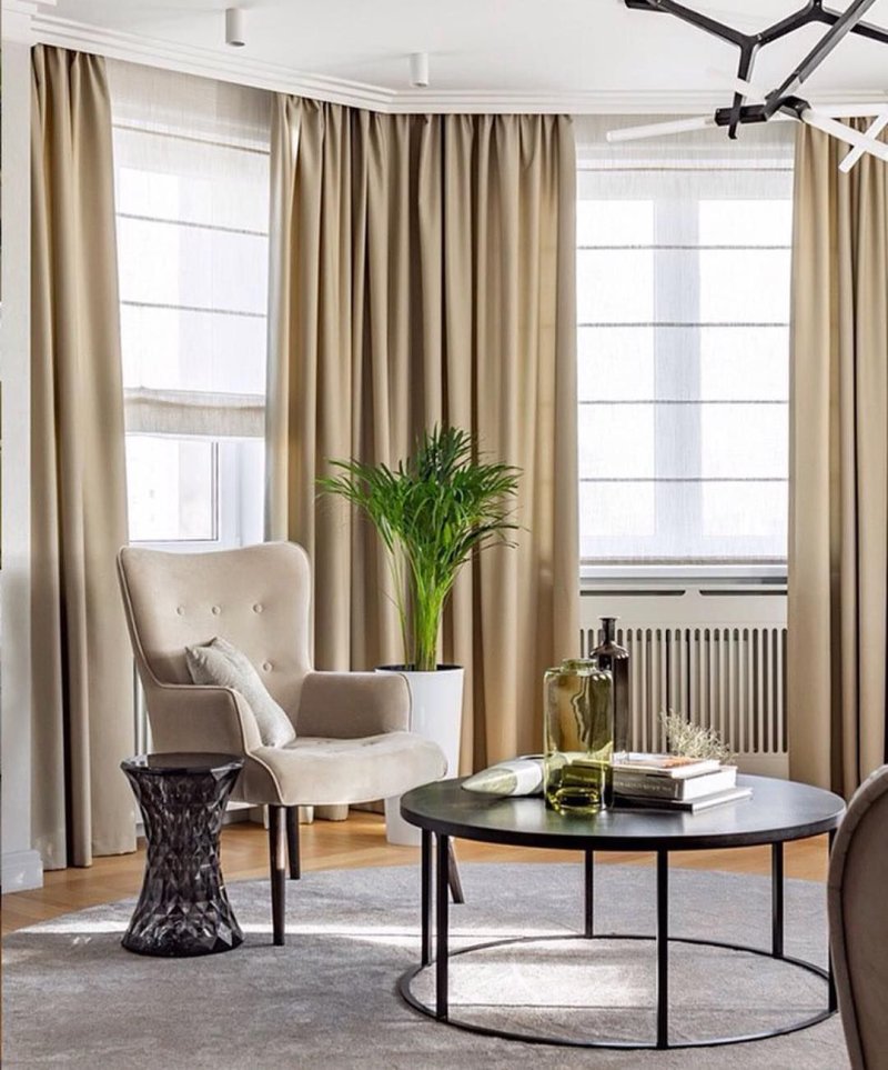 Living room curtains in a modern style