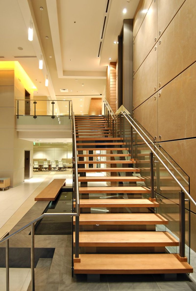 The staircase is modern