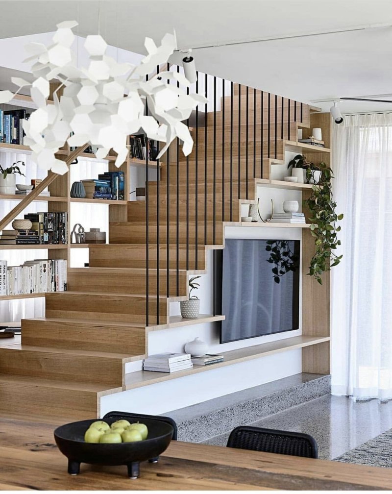 Modern staircase in the living room