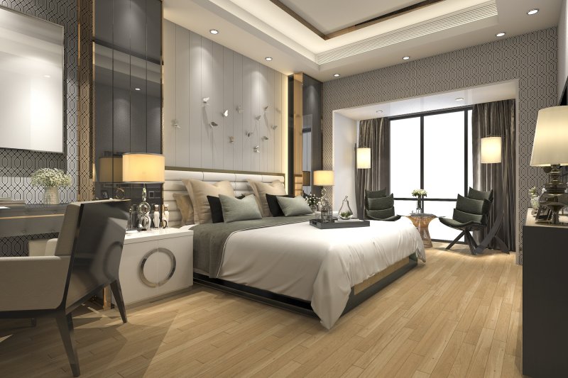 The interior of the bedroom is modern