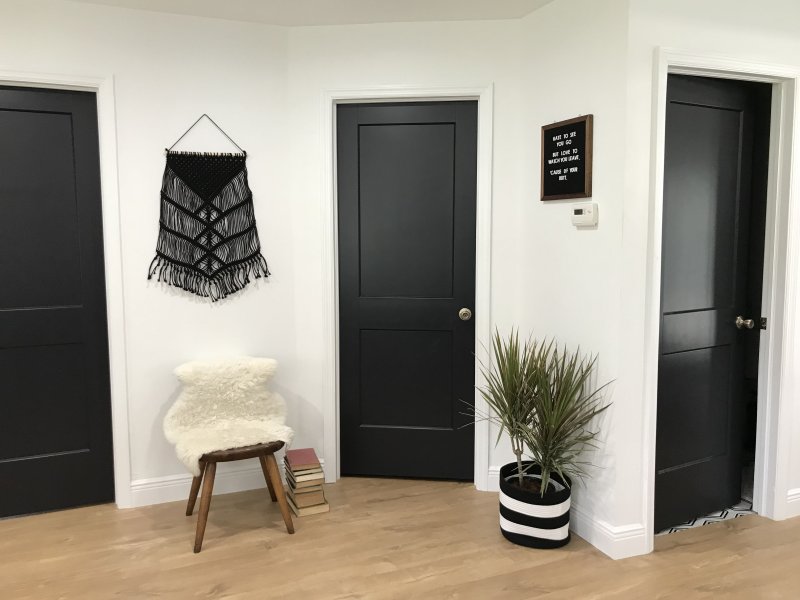 Black door in the interior