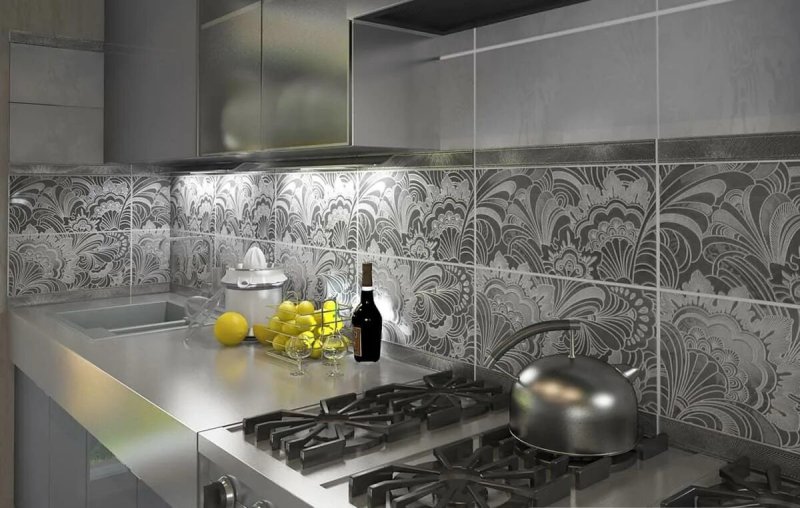 Tiles on a kitchen apron in a modern style