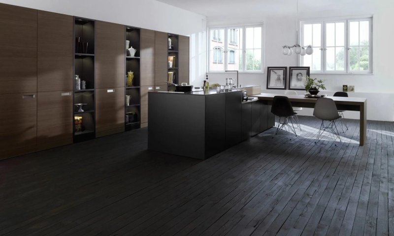 Kitchen with a dark laminate