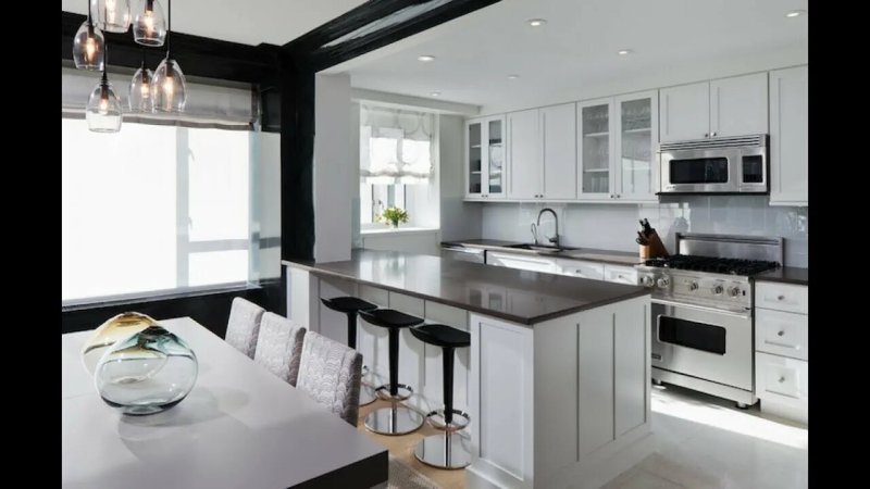 Kitchen with a island in a modern style in an apartment