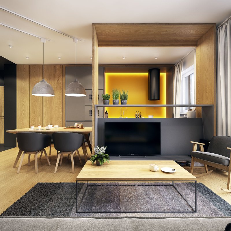 The modern interior of the apartment