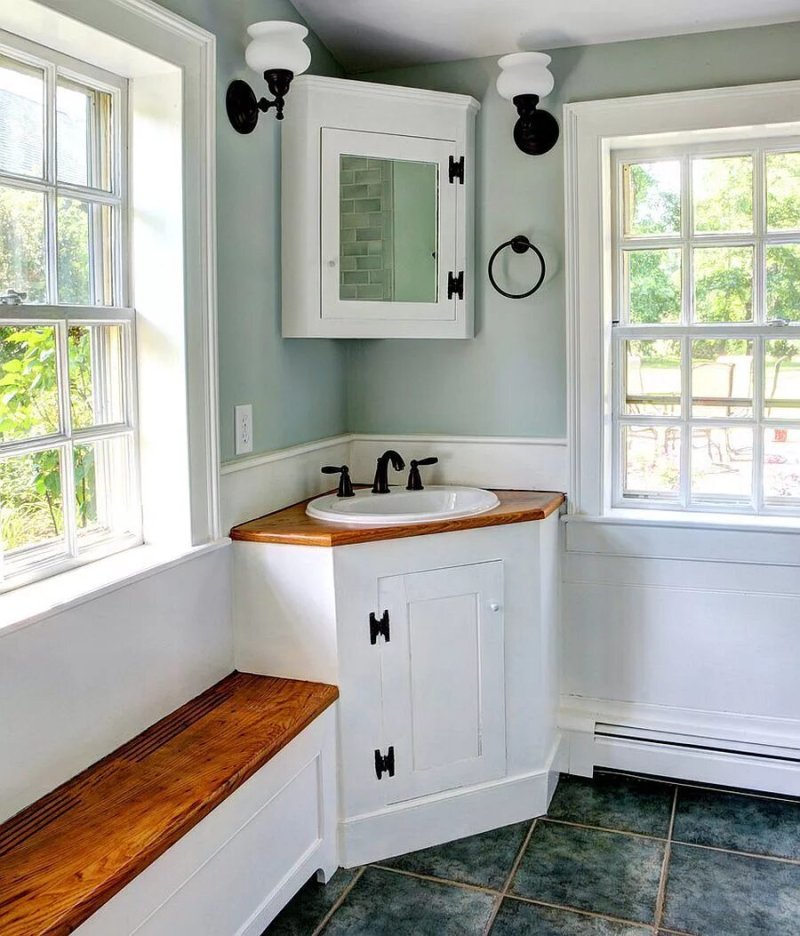 Window above the sink in the bathroom