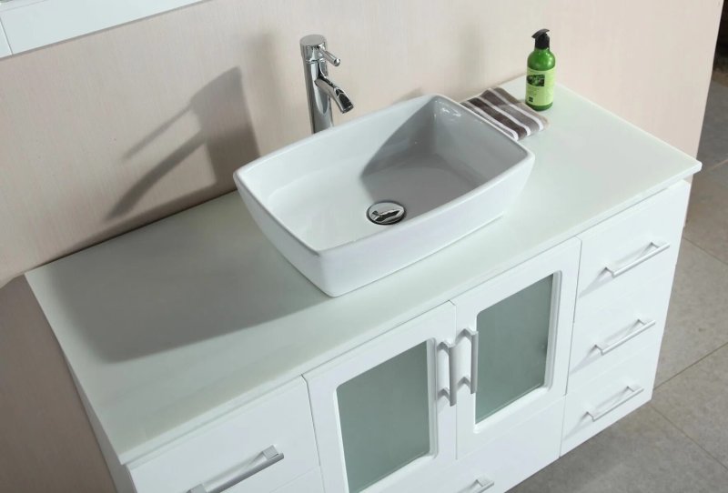 The sink is white