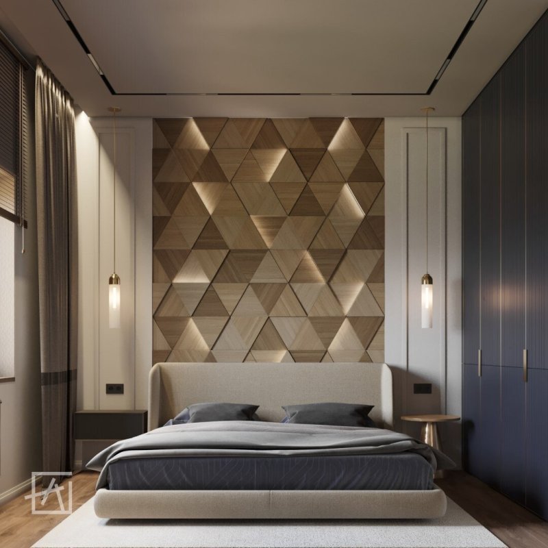 Soft wall panels in the bedroom