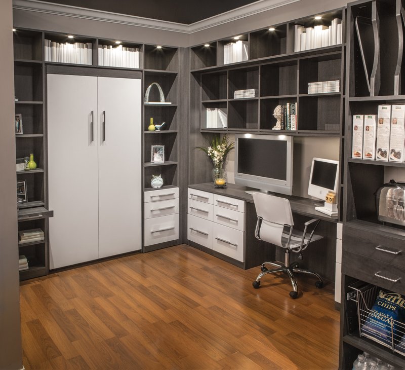 Desk built into the cabinet