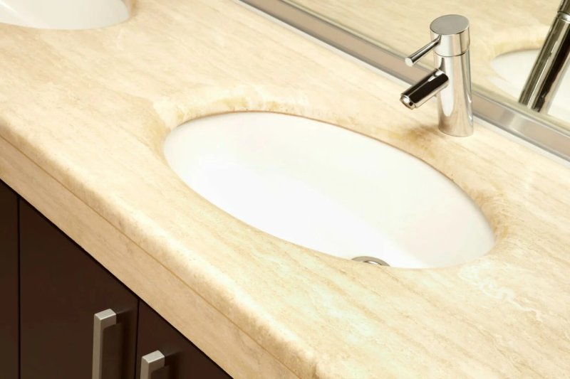 Bathroom travertine countertop