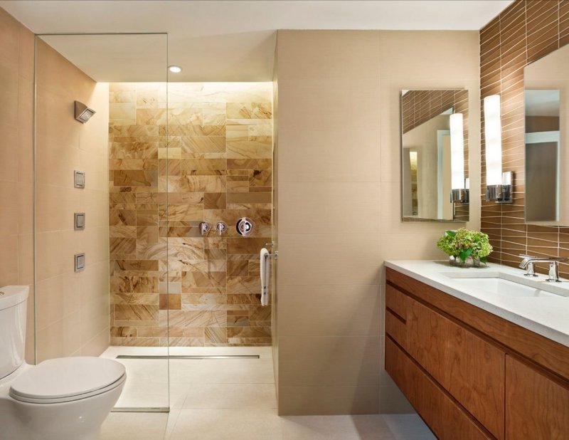 Wood in the interior of the bathroom