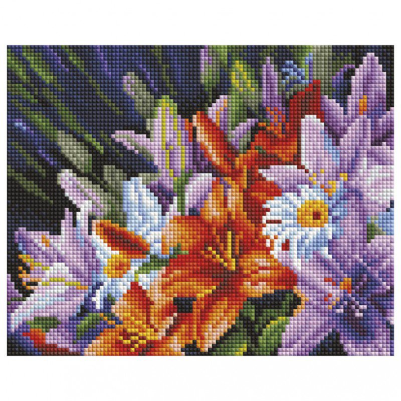 Diamond mosaic of lilies